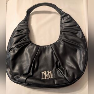 Badgley Mischka Black Vegan Leather Crescent Half Moon Purse